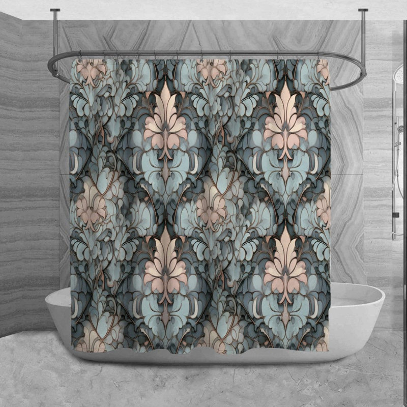 Tapis de bain gothique bleu, H 73 po x l 70 po