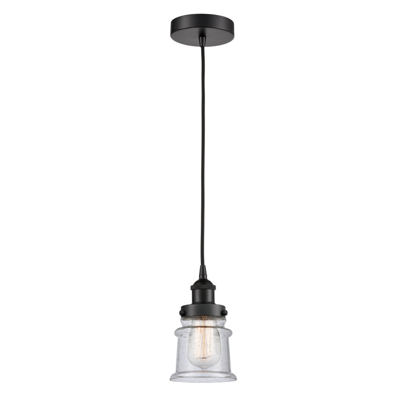 Luminaire suspendu cylindrique à 1 lumière Amiriya, H 9,25 po x l 5,25 po x P 5,25 po, Noir mat