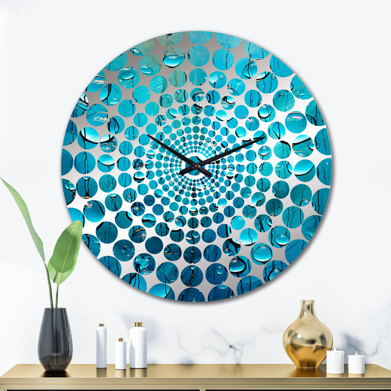 Horloge murale abstraite Rainy Blue Collage II - formes abstraites, Très grand