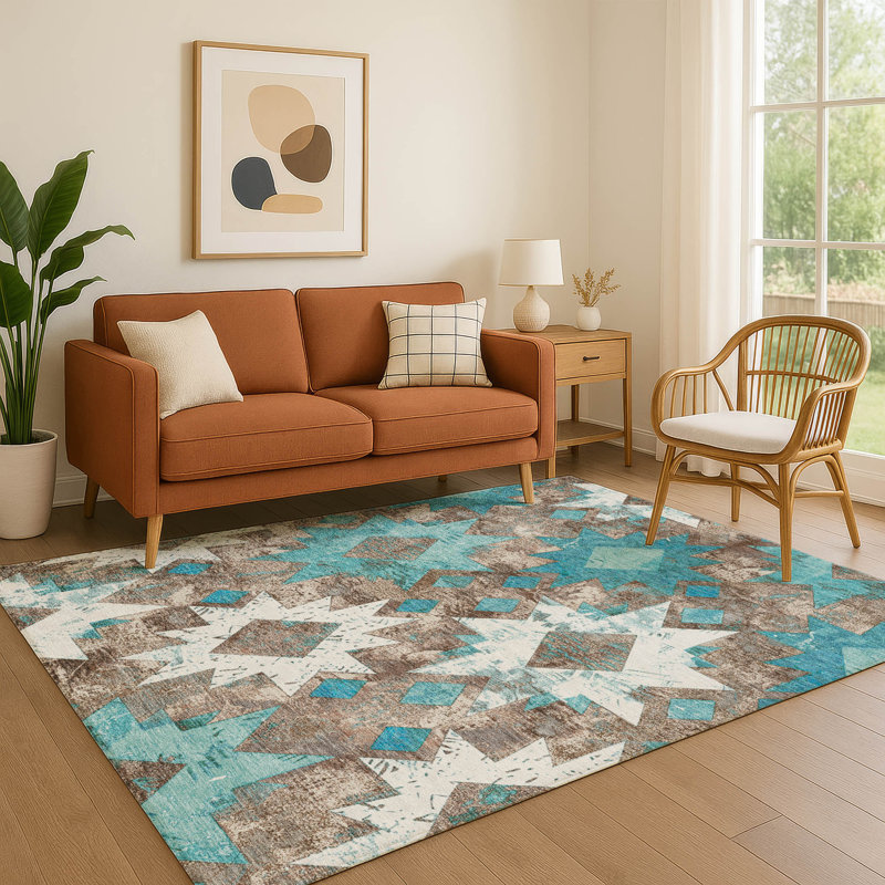 Tapis aztèque Fairwood AMF1879 de qualité supérieure lavable à la machine, Rectangle 9 pi x 12 pi