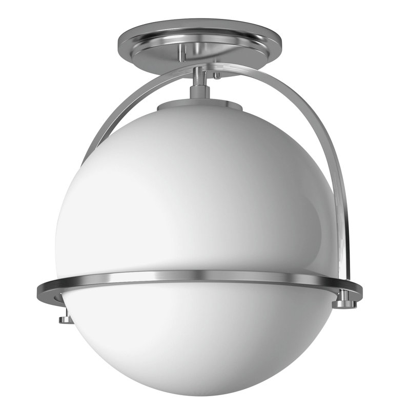 McCormick Hand Blown Glass Semi Flush Mount, Brushed Nickel
