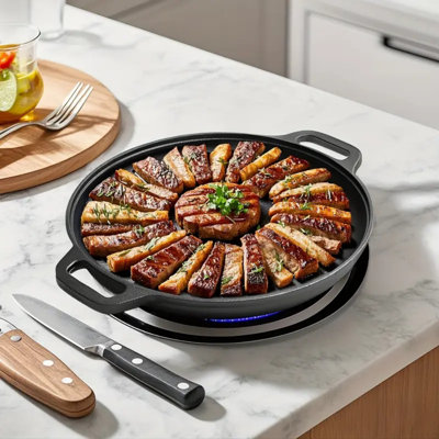 [Cast Iron | Pre Seasoned] Pre Seasoned 11 Inch Cast Iron Skillet | Cast Iron Pan, Cast Iron Cookware, Durable, Even-Heating, Versatile Cast Iron Grid