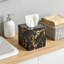 Couvercle de boîte à mouchoirs en marbre moderne avec serrure, support carré élégant pour boîtes Kleenex dans la salle de bain, la chambre à coucher et le salon, organisateur durable avec intérieur en velours