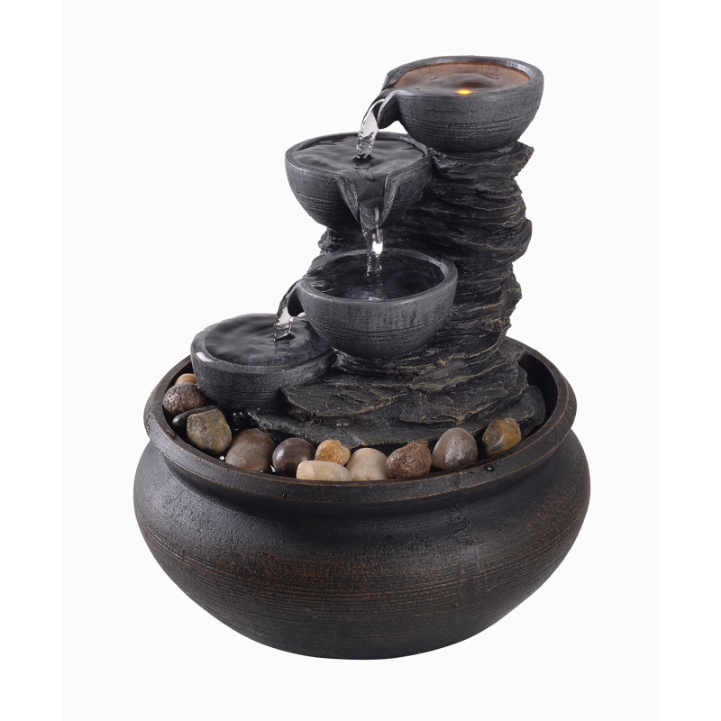 Indoor Cascade Fountain with Lights, 19.1" H x 16.5" W x 22.9" D