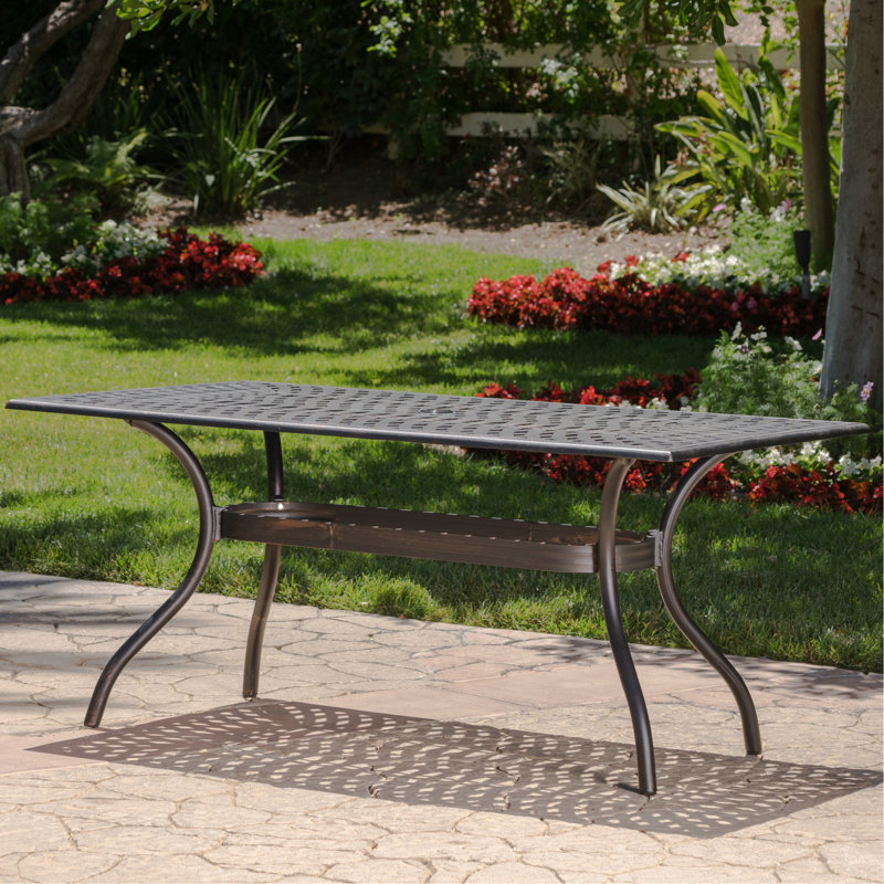 68" Rectangle Patio Table In Copper, Aluminium Crafted Design Copper Cast Aluminum Dining