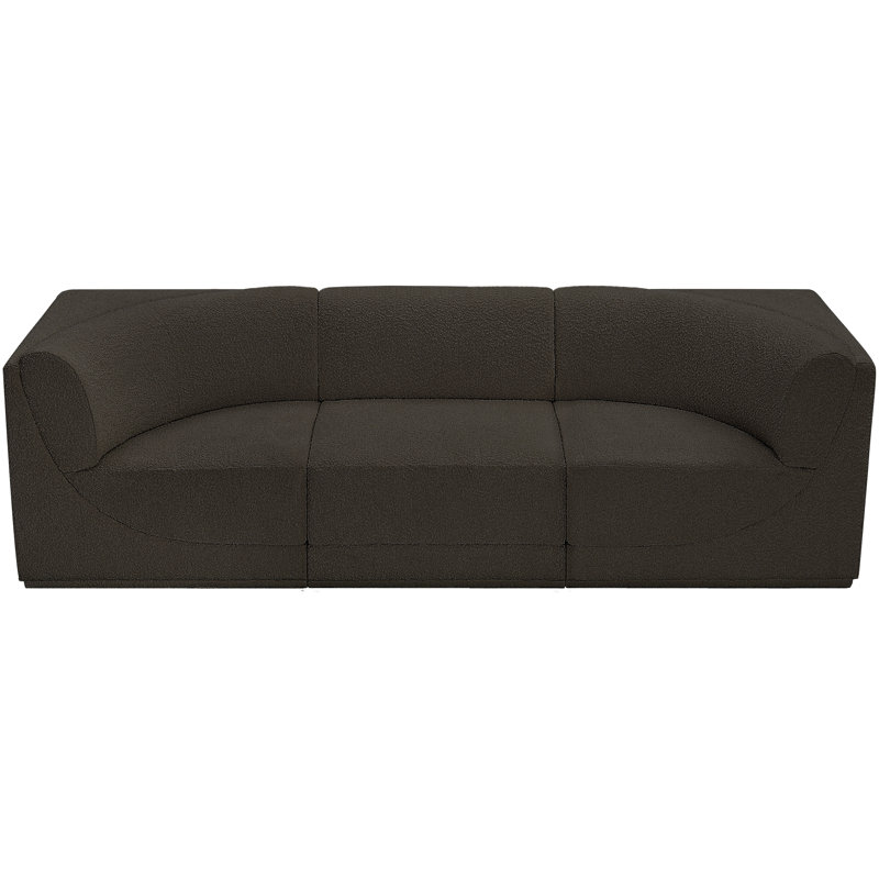 Canapé rembourré 98 po Izick, Tissu brun bouclé