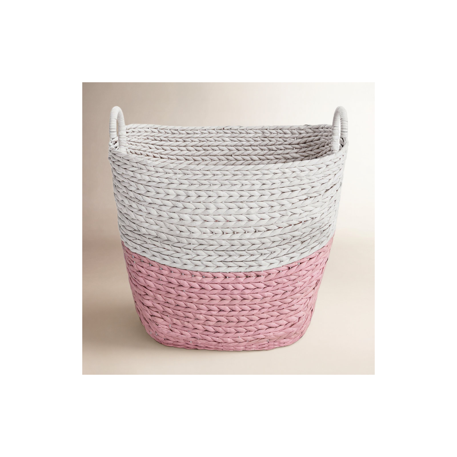 Superior Seagrass Basket, 98.94, White/Pink