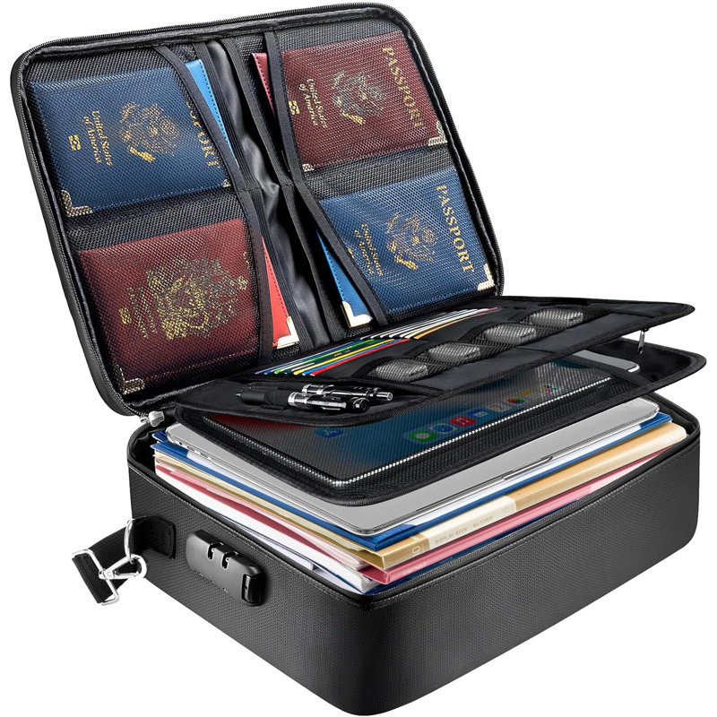 Fireproof Document Box with Lock, Portable Fireproof Document Bag Waterproof