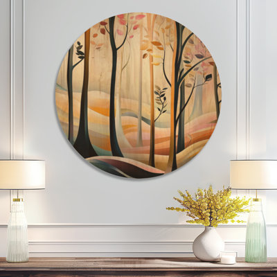 «Forest at Blush Dawn II», art mural rond en bois