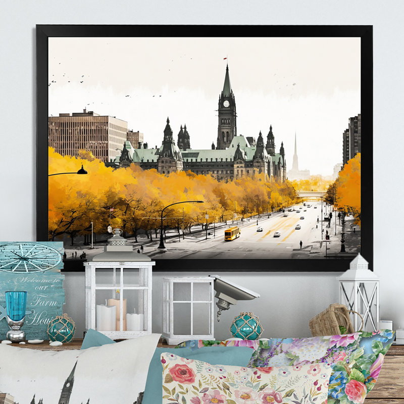 Ottawa in the Fall II - reproduction sur toile, Impression noire sur toile encadrée, H 24 po x l 32 po x P 1 po