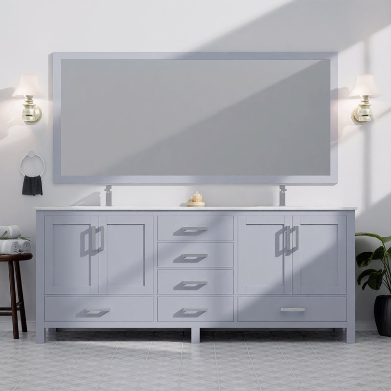 Meuble-lavabo double 84 po X P 22 po D, Gris
