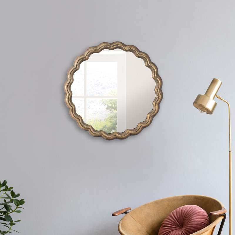 Aluminum Wave Mirror Medium, Gold, 20" x 20"