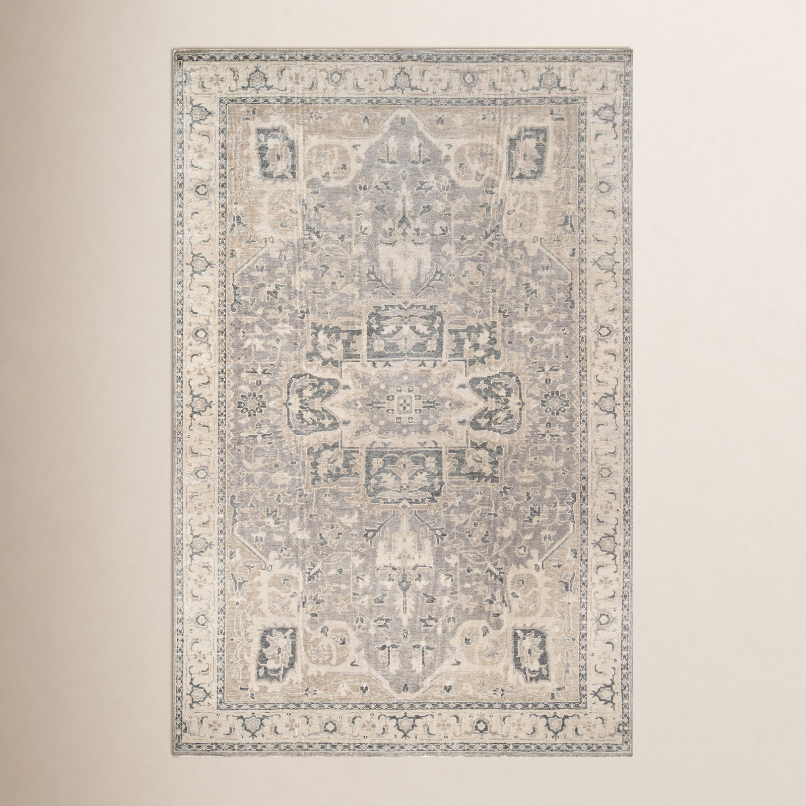 Lucy Gray Hand-Knotted Wool Oriental Rug, Rectangle 8'6" x 11'6"