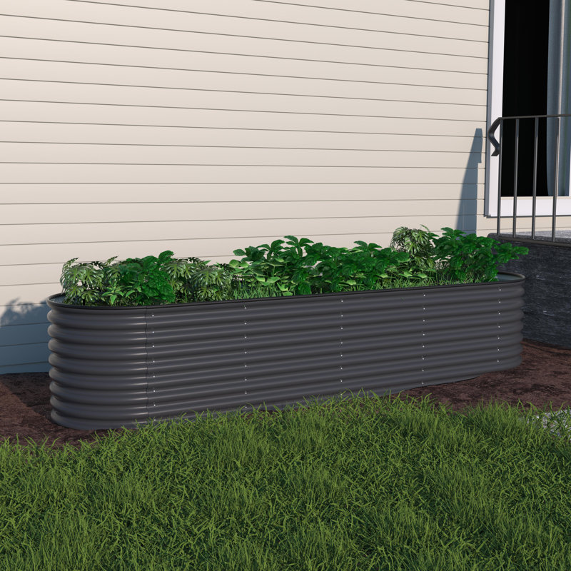 Heise 9 In 1 Modular Galvanized Steel Raised Garden Bed, Gray, 23.1" H x 96" W x 24" D