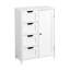 Armoire de salle de bain blanche avec tablette réglable et 4 tiroirs à lattes