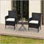2 chaises de salle à manger en rotin et osier avec coussins et pieds antidérapants, ensemble de chaises de patio empilables pour la cour, le jardin et la pelouse