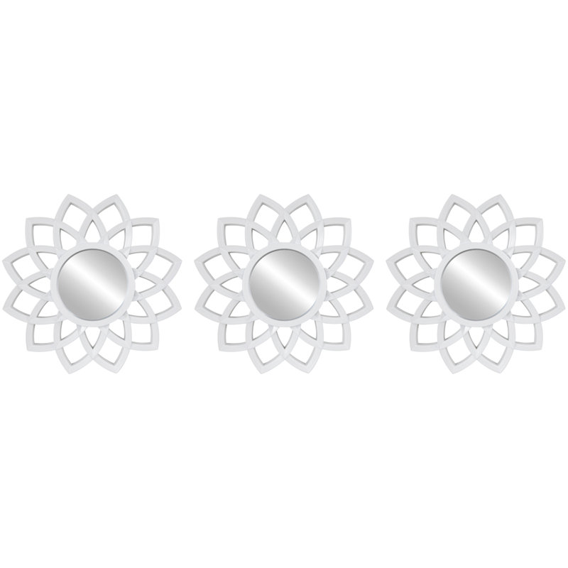 Miroir floral mat arqué 10 po, Blanc, H 9,5 po x l 9,5 po x P 0,5 po