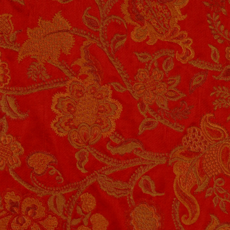 Allure Floral Fabric, Red/Gold