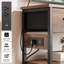 Console moderne en bois de 43,3 po avec 3 tiroirs en tissu, un canapé d'entrée rectangulaire étroit avec station de charge et des tablettes ouvertes pour les couloirs, les salons et les petits espaces-1022265191