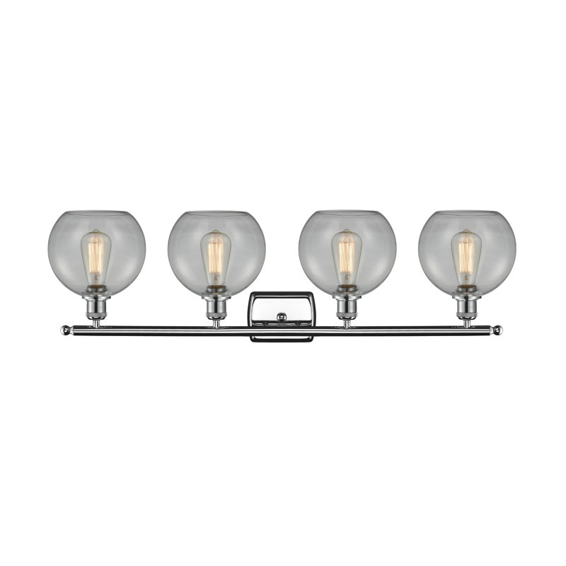 Éclairage pour salle de bain 4 lumières Cindi, DEL, Transparent, Chrome poli