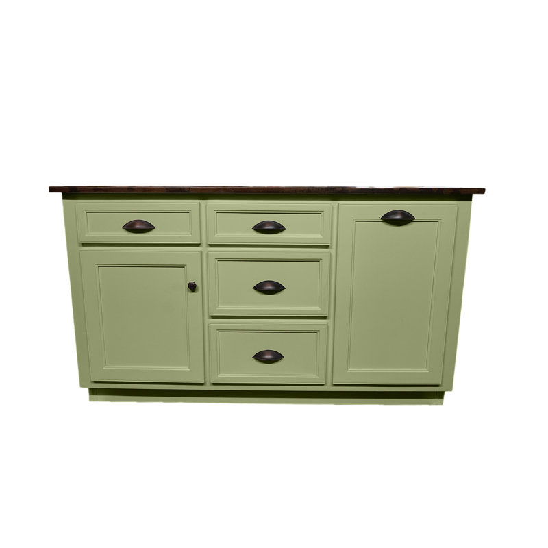 Zefirino Solid Wood Kitchen Island, Summer Sage