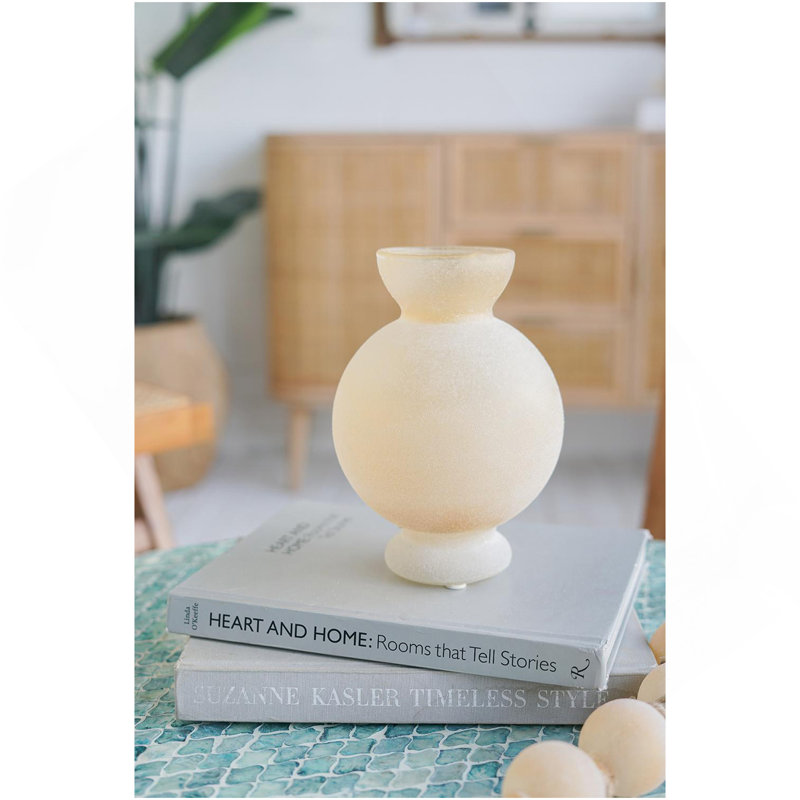 D6x8,5 "Vase en verre décoratif, beige