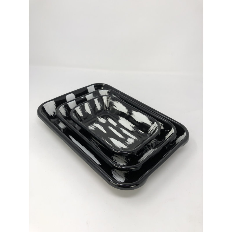 Albrechtice Platter, Black/White, 4cm H x 21cm W x 14cm D