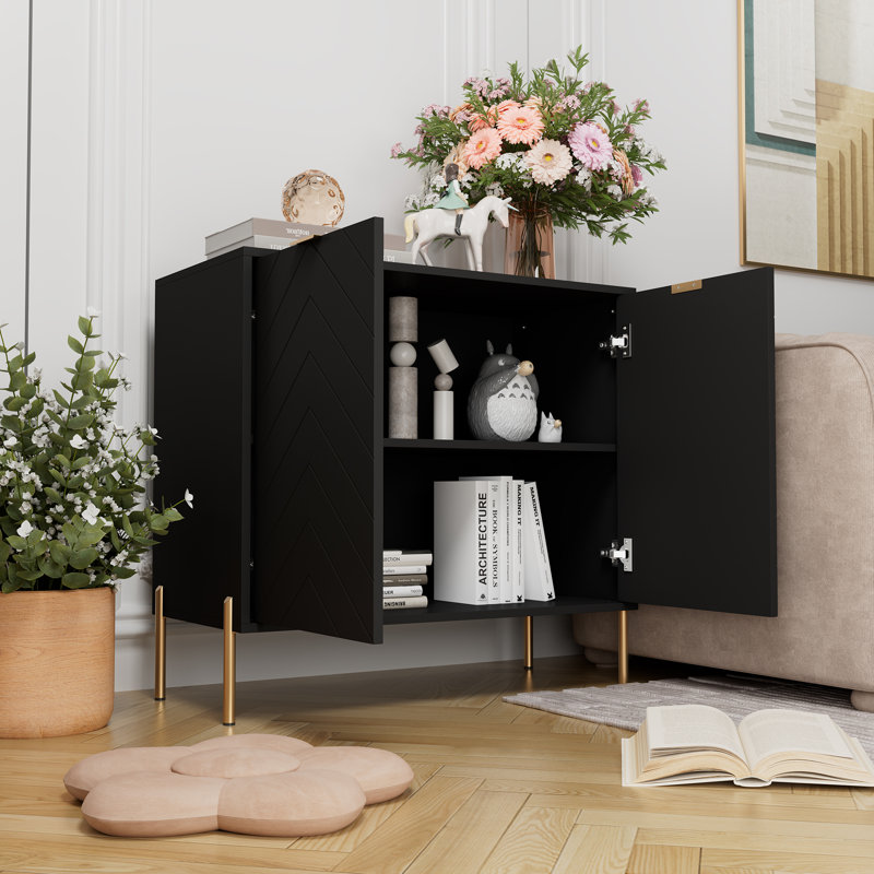 Rupena 31.5" W 2-Door Accent Cabinet, Black