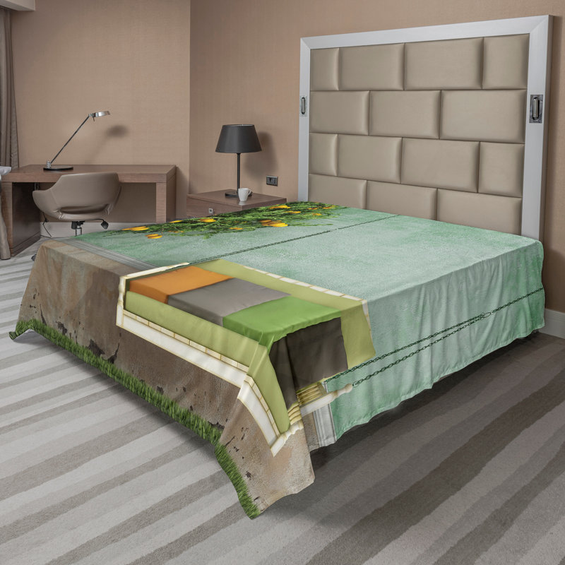 Balancelle en bois Ambesonne, Drap plat pour très grand lit californien