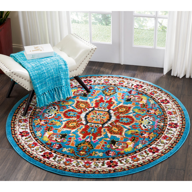 Tapis oriental bleu Earnhart, Rond 5 pi 3 po