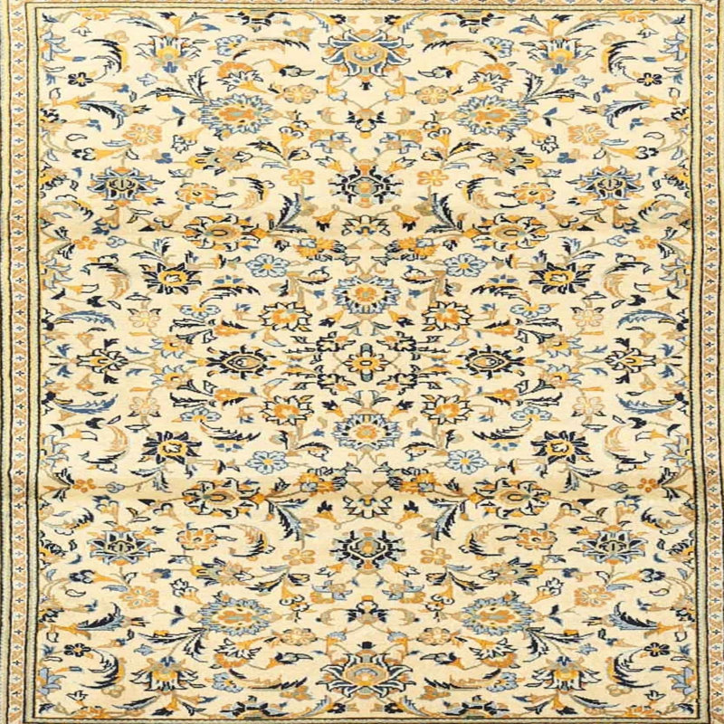 Tapis traditionnel beige / noir Ginsue, Carré 4 pi