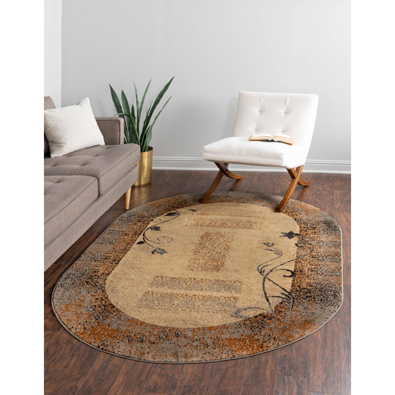 Tapis beige / brun Apex, Ovale 5 pi 3 po x 8 pi