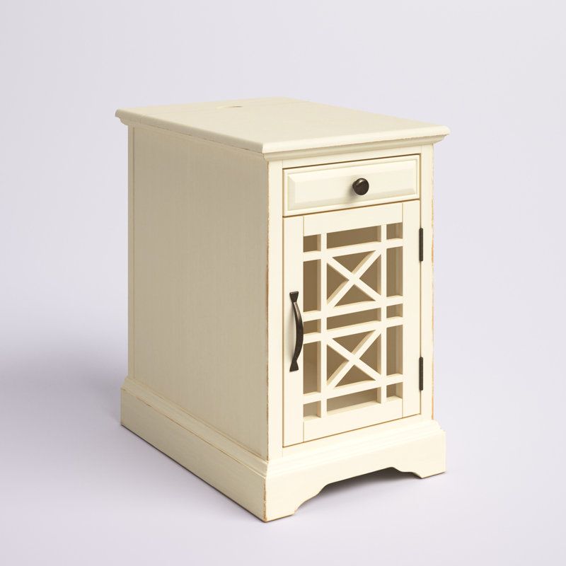 USB Charging Accent Cabinet, Antique Cream