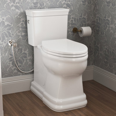19 Inch High Toilet with Retro Classic Design, White One-Piece Toilet for Seniors, Elongated Chair Height Toilet with Soft-Close Seat, 1.28 GPF Swirl Flush, 12" Rough-In