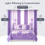 Ensemble 9 pièces de literie et de rideaux à motif géométrique mauve, couvre-lit matelassé rétro moderne avec 6 panneaux de fenêtre filtrant la lumière et 2 taies décoratives, couvre-lit en microfibre facile d'entretien, animaux de compagnie-131384279