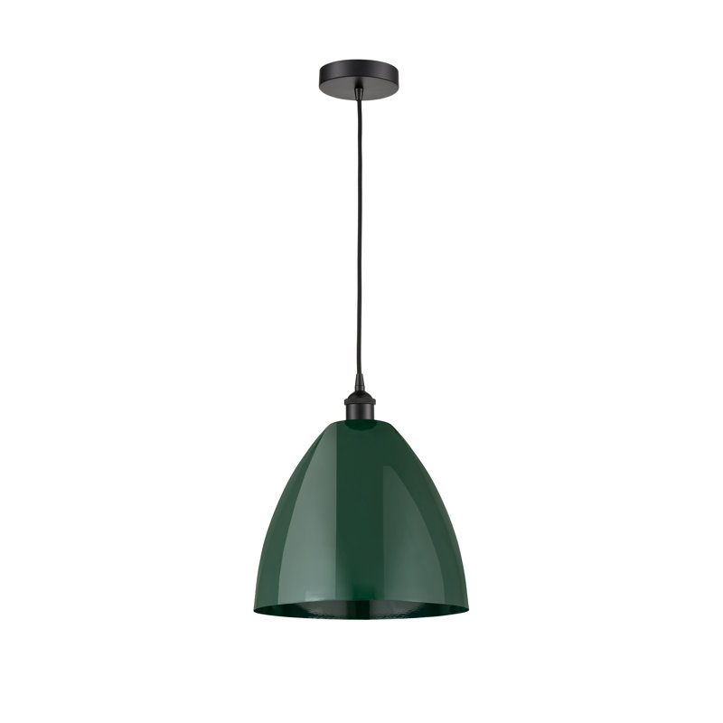 Matte Black and Green Glass Mini Pendant Light