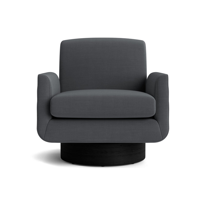 Supernova Full Swivel Chair, Black, Performance Linen - Charcoal
