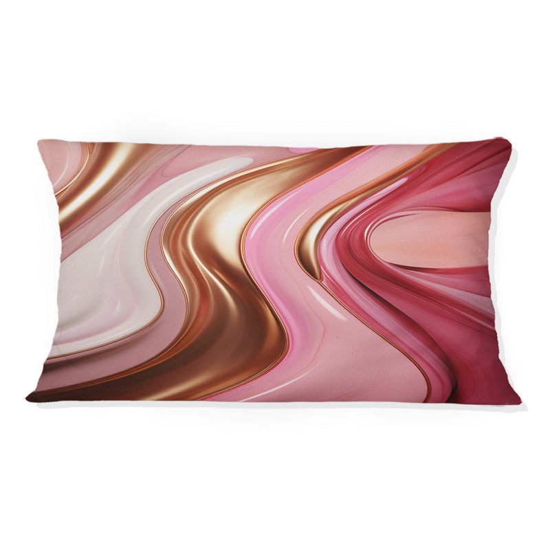 Coussin décoratif liquide rose et doré Glam Art Alchemy IV - Abstract Shapes