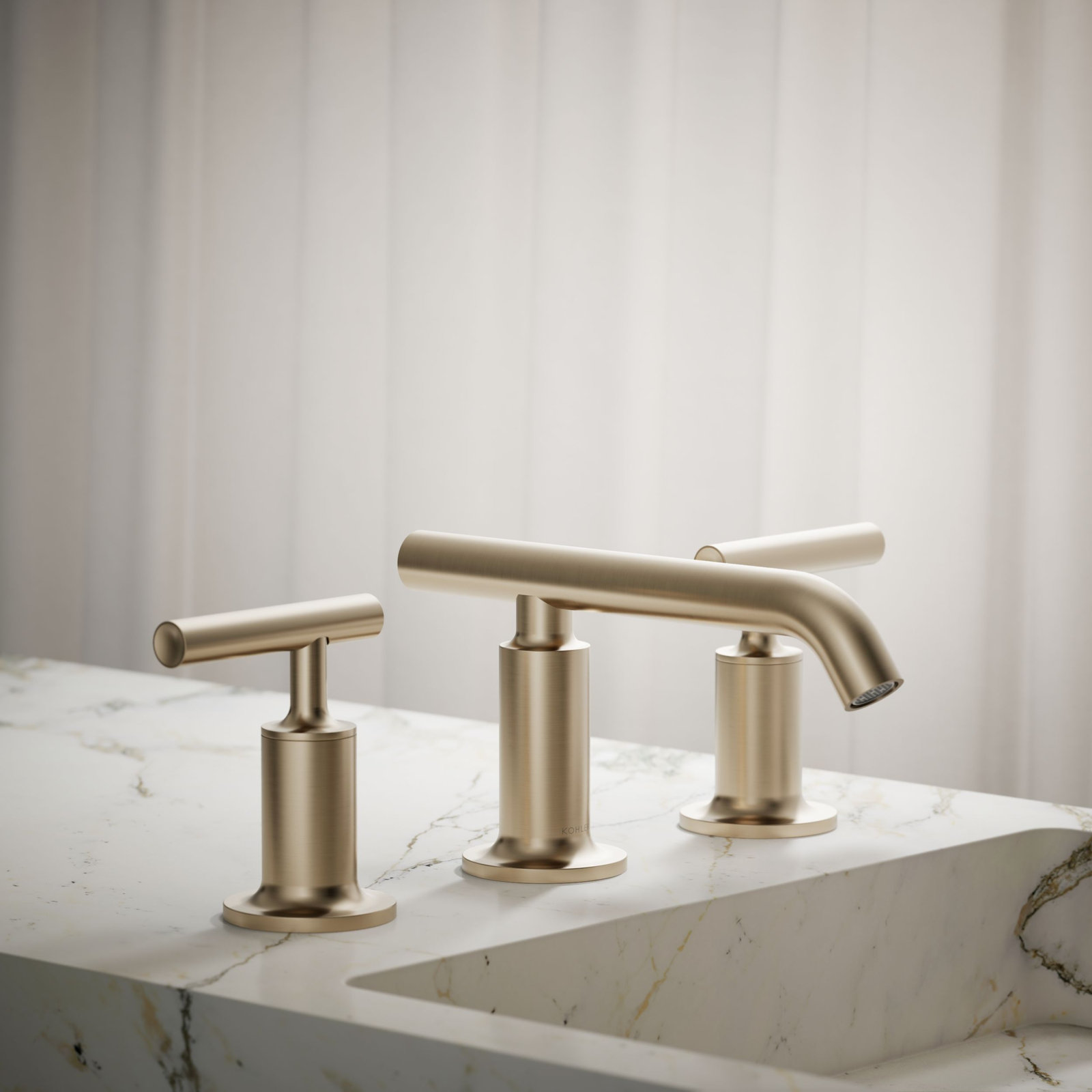 Purist 3-Hole Widespread Faucet with Drain, Vibrant Brushed Bronze