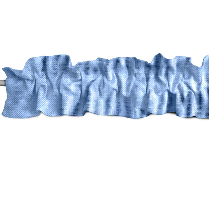 Ruffled Window Valance, 144" W x 9" L, Light Blue