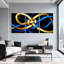 Ensemble de 3 reproductions d'art sur toile à motif de nœuds abstraits dorés bleus-2095287453
