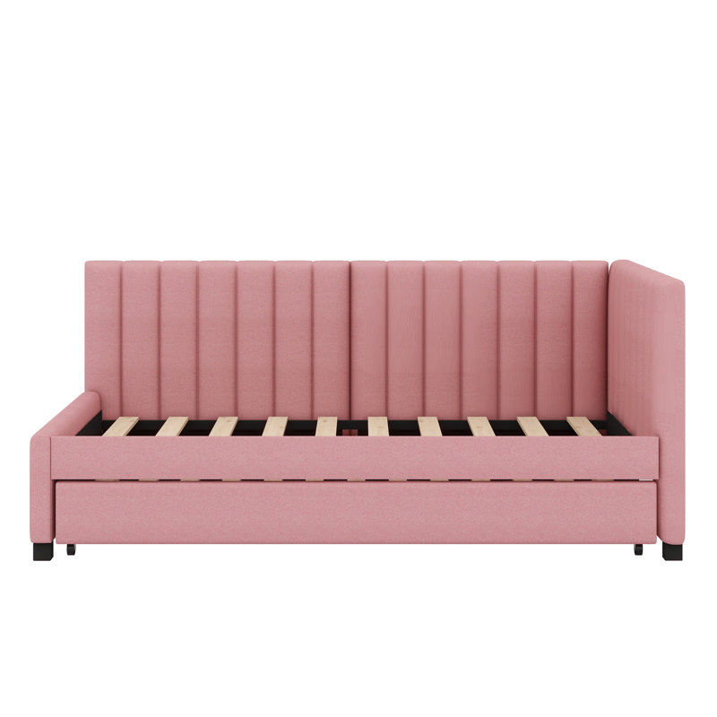 Upholstered Daybed With Trundle, Pink