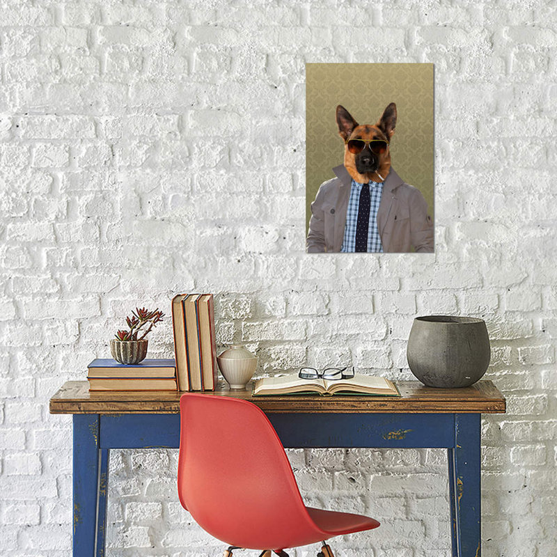 «Guy le berger allemand» par 5by5collectif - impression sur toile tendue, H 48 po x l 32 po x P 1,5 po, Toile avec cadre noir