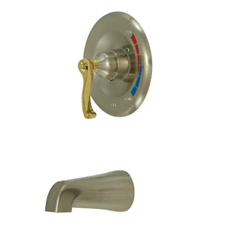 Atlanta Single Handle Wall Mounted Tub Spout, Brushed Nickel/Polished Brass