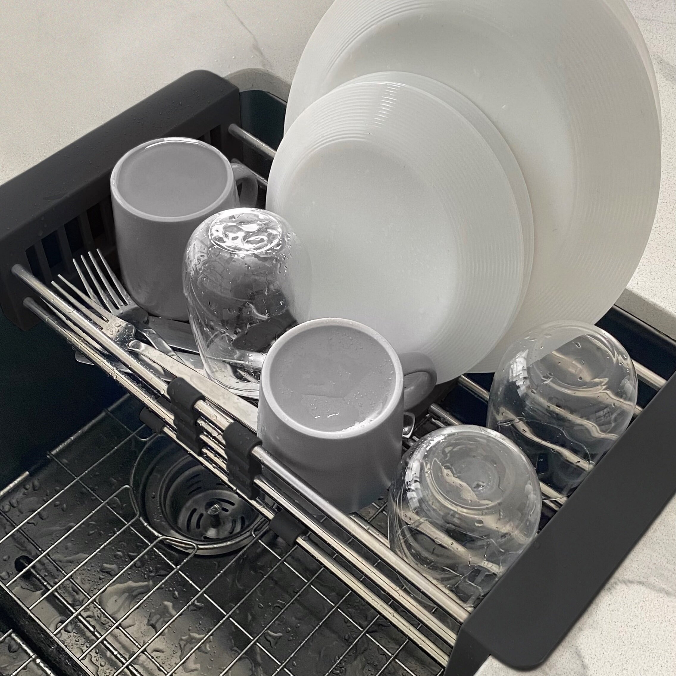 1pc Kitchen Stainless Steel Drain, Fruit Vegetable Wash Basin, Stretchable  Versatile Drying Container, Dish Rack For