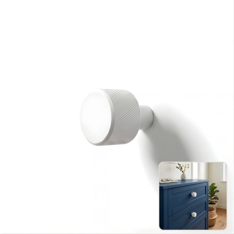 ROUS Hardware Mid Century Modern Knurled Knob, Snow (White)
