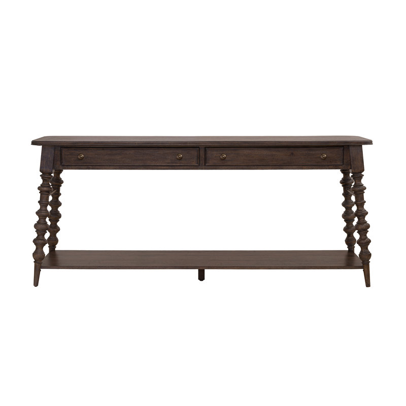 Chimney Smoke Distressed Wood Console Table with Storage