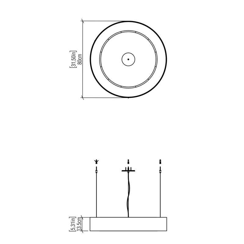 1 - Light LED Pendant, Imbuia, 5.27" H x 31.2" W x 31.2" D