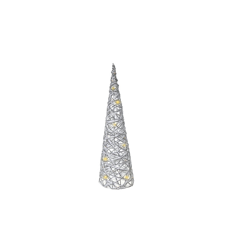 Arbre à papier cône à DEL moyen, Blanc / argent, H 15,75 po x l 4,72 po x P 4,72 po