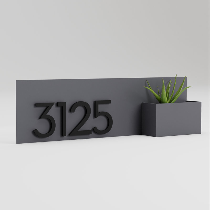 Plaque d'adresse murale Vista View, Gris, Noir, Oui